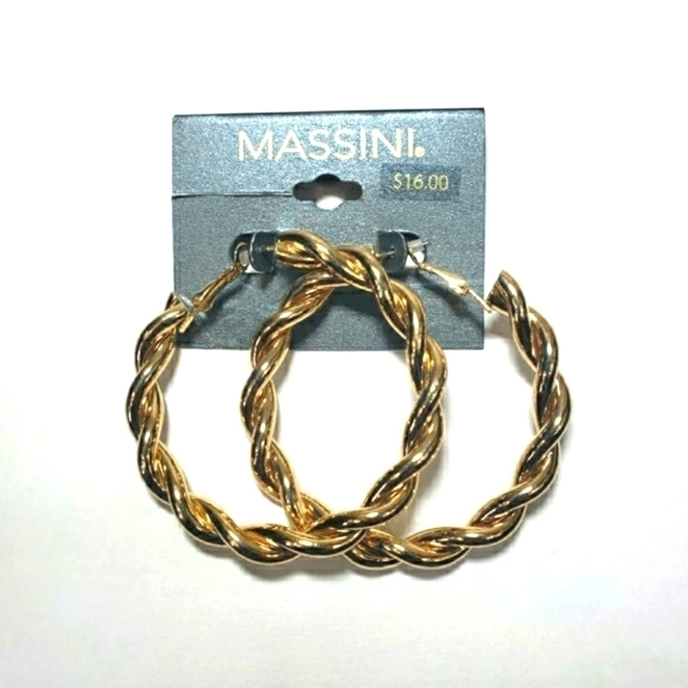 MASSINI Gold Twisted Hoop Earrings